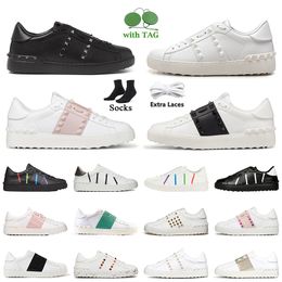 Designer Shoes Valentino Open Sneaker Casual Noir Blanc Blanc Chaussures Casual Hommes et Femmes Dhgates Basse aide Chaussures de sport【code ：OC】