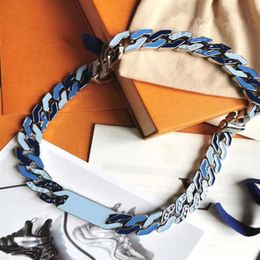 2020 Dernier lancement Maîtres français conçus de luxe Hip hop Street hommes et femmes Bracelets CHAÎNE CUBAINE Bracelet en émail bleu Collier206S