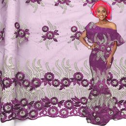 2021 Laatste Nigeriaanse veters stof Hoge kwaliteit bruids Afrikaanse kant stoffen voor trouwjurk Franse tule met kralen
