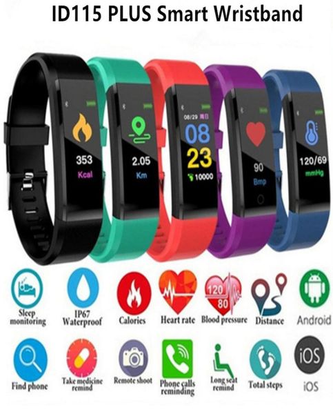 2020 LCD Screen ID115 Plus Bracelet Smart Fitness Tracker Pidomètre Watch Band Care Care Traxe Hordy Pressure Monitor Smart B3346120