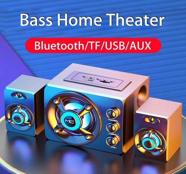 2020 Altavoces LED combinados para computadora AUX USB con cable inalámbrico Bluetooth o sistema de cine en casa barra de sonido envolvente para PC TV2968610