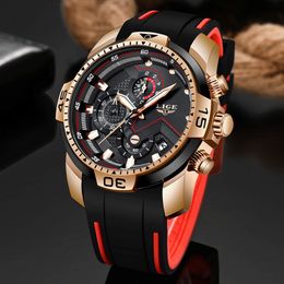 2020 Lige Sport Watch Men Top Brand Luxury Cronograph Silicone Strap Strap Mens Relojes Relogio Relogio Masculino Box T20081 3036