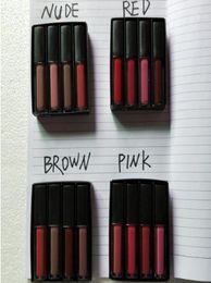 Kit de rouge à lèvres liquide 2020 The Red Nude Brown Pink Edition Mini Liquid Matte Lipstick 4pcSset 4 x 19ml 9785206