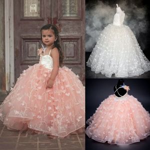 2020 kleine prinses bloem meisjes jurken spaghetti mouwloze baljurk meisjes pageant toga geappliceerd partij trouwjurken