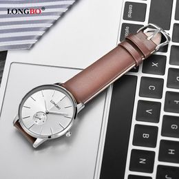 2020 Longbo Luxury Quartz Watch Casual Fashion Cuir Strap Watchs Men Femmes Couple Regarder Sports Analogue Gift 80286 257R