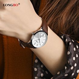 2020 LONGBO montre à Quartz de luxe décontracté mode bracelet en cuir montres hommes femmes Couple montres sport montre-bracelet 80286268e