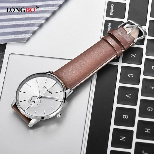 2020 Longbo Luxury Quartz Watch Casual Fashion Cuir Strap Watchs Men Femmes Couple Watch Sports Analog Wristwatch Gift 80286 266F