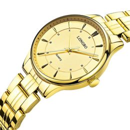 2020 LONGBO Montres à quartz amateurs Montres Femmes Hommes Couple Montres analogiques Montres-bracelets en cuir Mode Montres décontractées Or 1 pcs 802263D