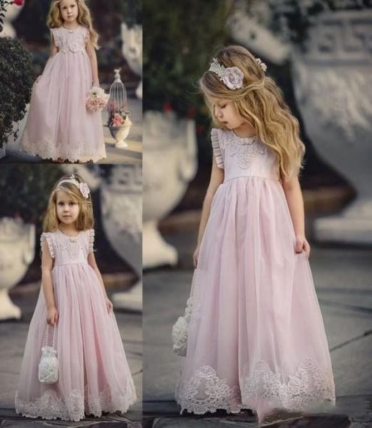 2020 Belle robes de fille de fleurs roses clair occasion pour les mariages