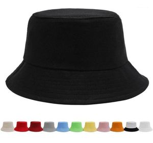 2020 luxe noir blanc solide seau chapeau unisexe Bob Caps Hip Hop Gorros hommes femmes été Panama Cap plage soleil pêche boonie Hat11380682