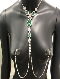 Bijoux de luxe en strass vert pour femmes, sans perçage, Sexy, corps adulte, chaîne de mamelon, collier, 2020, 2586451