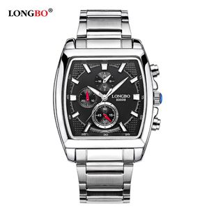 2020 Luxe Longbo Militaire mannen Roestvrij staal Band Sport Quartz Horloges Klokklok voor mannelijke Leisure Watch Relogio Masculino 800264O