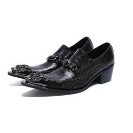 2020 luxe mannen krokodil grain oxfords schoenen lederen hoge hakken heren zwart kristal formele bruidegom schoenen maat 46