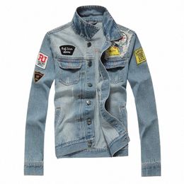 2020 Luxe Hommes Denim Vestes Fi Hole Jeans Veste Hommes Cott Veste Veste Manteau Lg Manches Mâle Vêtements Taille 3XL 50 J4kz #