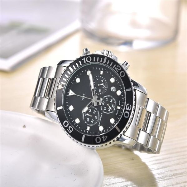 2020 montres de luxe pour hommes Tous les travaux de cadran Montre à quartz montres de designer TS 1853 Marque papillon bouton bracelet en acier Mode pour hommes acces295H