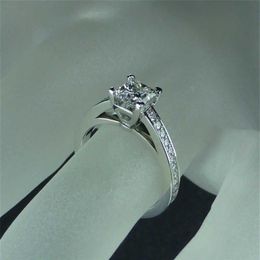 2020 Luxe Princess Cut 0 6ct Lab Diamond Ring Echt 925 Sterling Zilver Engagement Wedding Band Ringen Voor Vrouwen Bruids Jewelry248F