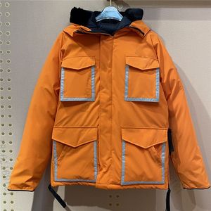 Doudoune de luxe pour hommes et femmes, Parka d'oie blanche sur le dos et les poches avant, Design à capuche en fourrure, hiver 2024