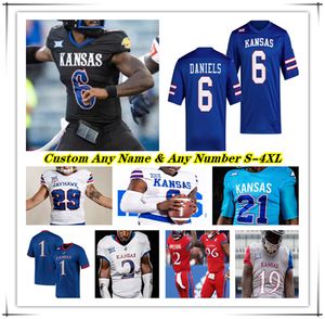 Kansas Jayhawks College voetbalshirt Jalon Daniels Devin Neal Daniel Hishaw Jr Dylan McDuffie Lawrence Arnold Luke Grimm Quentin Skinner Austin Booker Miller 4X