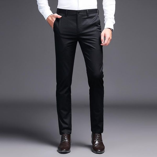 Pantalones para hombres 2021 hombres vestido de khaki traje de moda Marca negra Pantalones de negocios Negro TRABAJO RECTO PARA PANTALLA DE COLOR SÓLIDO MASCULAR