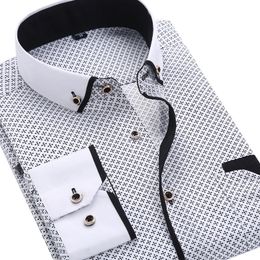 Camisa estampada de manga larga informal a la moda para hombre, vestido de negocios Social para hombre, ropa de marca suave y cómoda