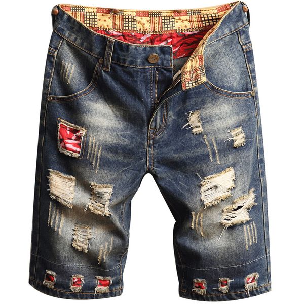 2020 hommes jeans shorts bleu couleurs patch patch imprimé pantalon lavé créateur de mode courte déchirée pour hommes