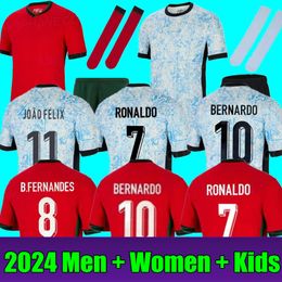 24 25 Portugal B.Cernandes Soccer Jerseys National Team 2024 Runo Fernandes Joao Felix Ronaldo Bernardo Diogo J. Joao Annalo voetbalhirtkits Sock Full Sets