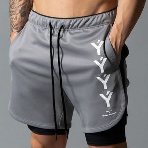 2020 Heren Running Shorts 2 in 1 Sports Shorts Mannelijke dubbeldeks Sneldrogend Jogging Gym