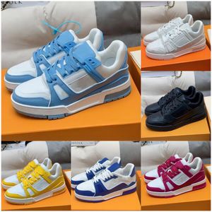 Trainer Sneakers Hommes Chaussures de sport Designer Luxury Casual Shoes Sneakers Doux en cuir d'agneau gaufré Garniture en cuir de veau Motif blanc Semelle extérieure Style rétro Chaussure de mode