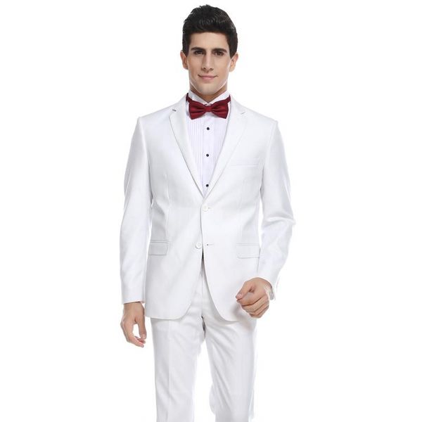 Trajes de hombre, trajes de boda blancos para hombre, novio, novio, esmoquin Formal entallado hecho a medida, chaqueta para graduación de 2 piezas, padrino de graduación