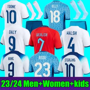 2023 INGLATERRA TOONE Camisetas de fútbol Angleterre Copa Mundial Mujeres Inglaterra Camiseta de fútbol KIRBY WHITE BRIGHT MEAD KANE STERLING RASHFORD SANCHO GREALISH Hombres Niños Kit