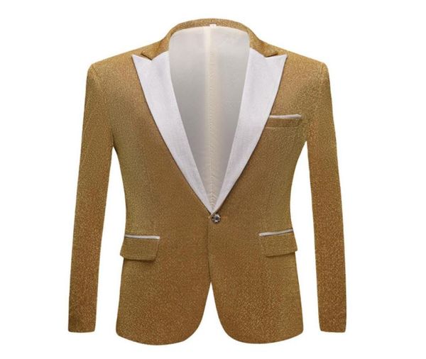 2020 Men039s Trajes de moda Brillante Púrpura Oro Rojo Negro Plata Gris Traje Chaqueta Boda Novio Baile Cantantes Blazers Hombres Blazer Sl5270781