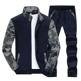 2020 hommes automne sport sweat à capuche camouflage décontracté à manches longues veste col montant ensemble motif
