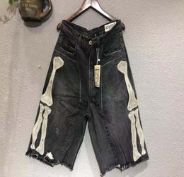 2020 Pantalones de verano para hombres Jeans Capris Chok Kapital Cavempt 19SS Bordado de costillas Washed Denim Fashion Casual High Street4772233