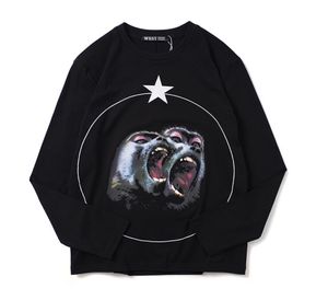 2020 Heren T Shirts Fashion Pentagram Roar Monkey Baviaan Print T -shirt met lange mouw Ronde Kraag Black Blouse T -shirt7391430