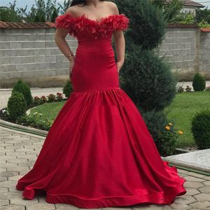 2020 Mermaid Prom Dresses Off Shoulder Feathers Long Formal Avond Party Jurken voor speciale gelegenheden Vestidos de Fiesta Custom