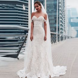 2020 sirène chérie robes de mariée hors de l'épaule dentelle appliques à lacets robes de mariée robe de noiva taille personnalisée