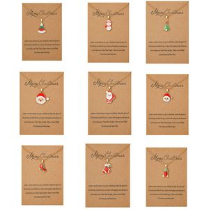 2020 Merry Christmas Ketting met Gift Card Santa Claus Boom Sok Sneeuwpop Hanger Gouden Kettingen voor Vrouwen Meisjes Partij Sieraden