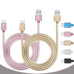 2020 Metalen behuizing gevlochten Micro USB-kabel 2A Duurzaam Hoge snelheid Opladen USB Type C-kabel met 10000 Bend LifeSpan voor Android Smart Phone