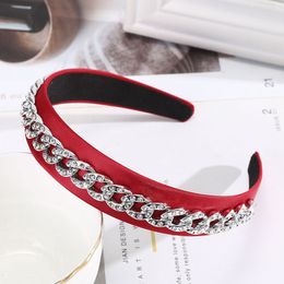 2020 Middenketen Haarbanden Meisje Glitter Rhinestone Hoofdband Pure Kleur Haaraccessoires voor Dames Turban Bezel HOOFD HOOFD