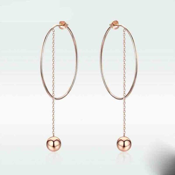 2020 Style minimaliste 925 en argent Sterling boule d'elfe or Rose boucles d'oreilles pour les femmes grandes boucles d'oreilles bijoux de mariage