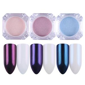 Poudre pigmentée à paillettes miroir pour ongles, or, bleu, violet, poussière de manucure, Nail Art, décorations en poudre chromée, 2020