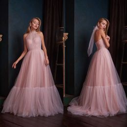 2020 Modeste Belle Halter Sans Manches Dos Nu Une Ligne Robes De Soirée En Dentelle Applique Perles Robes Formelles Balayage Train Robe De Soirée