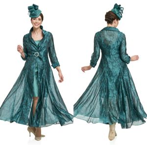 2020 bescheiden joyceyoungcollecties juweel lange mouwen moeder van de bruid jurk met jas satijnen kristallen moeder jurk formele avondjurken