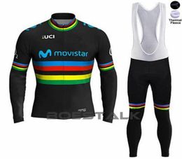 2020 Movistar Team Winter Ciclismo Veste en molleton thermique Maillot Custom Cycling Tops Wear Kit Vêtements Bicicleta Ropa UniFo7284746