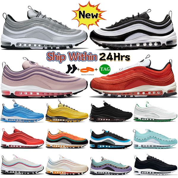 Designer 97 chaussures de course hommes 97s argent balle panda fantôme liège obsidienne undftd triple noir blanc sunburst futur Pâques à peine rose baskets femmes formateurs