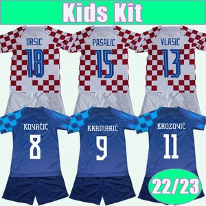 2223 Modric Rakitic Kids Kit Soccer Jerseys Nationaal Team Pasalic Kramaricp Orsic Home Red White Away Child Football Shirts