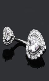 2020 Navel Belly Button Ring Circón Glitter Double Love Heart Piercing Jewelry Nail Nail Silverrose Gold73453320