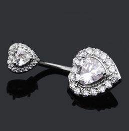 2020 Navel Belly Button Ring Circón Glitter Doble amor Piercing Joya Nail Nail Nail Silverrose Gold4165606