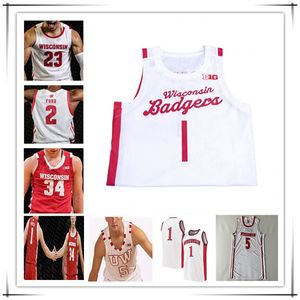 Maillots de basket personnalisés Ncaa College Wisconsin Badgers Brad Davison Johnny Davis Tyler Wahl Steven Crowl Chucky Hepburn Lorne Bowman II Chris Vogt Ben Carlson 4XL