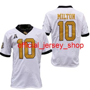 2020 NCAA New UCF Knights Football Jersey College 10 Milton Noir Blanc Tout Cousu Et Broderie Taille S-3XL